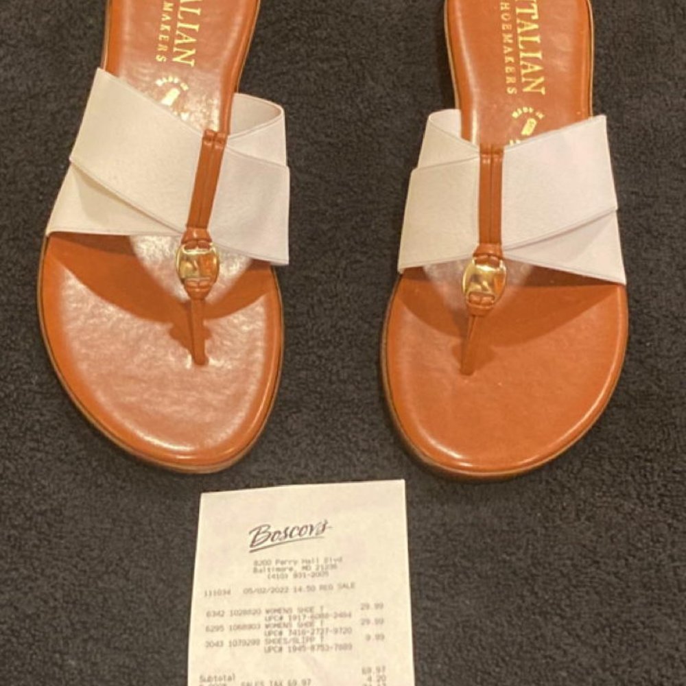 Italian Shoemakers White Afia Sandal Made in Italy NEW! NWT Size 10M